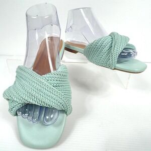 Nordstrom Size 7.5 Mint Green‎ Knotted Slide Beachy Flat Sandals Womens